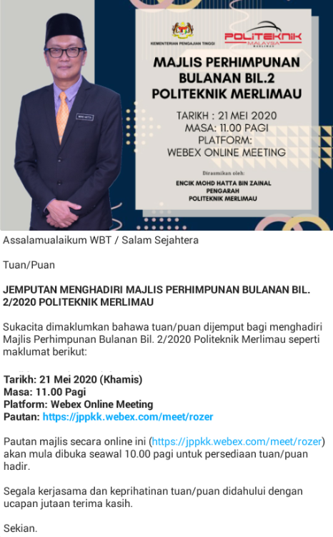 majlis perhimpunan bulanan Mei 2020